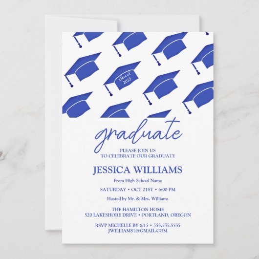 Eenvoudige Moderne Graduation Party Kaart (Voorkant)