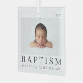 Eenvoudige, moderne grafische aangepaste Baptisme- Glas Ornament (Voorkant links)