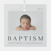 Eenvoudige, moderne grafische aangepaste Baptisme- Glas Ornament (Voorkant)