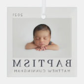 Eenvoudige, moderne grafische aangepaste Baptisme- Glas Ornament (Achterkant)