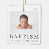 Eenvoudige, moderne grafische aangepaste Baptisme- Keramisch Ornament (Links)