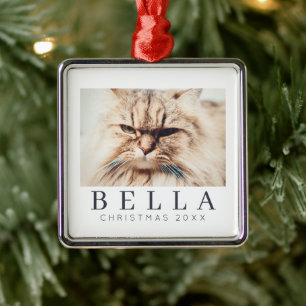 Eenvoudige moderne grafische aangepaste fotofeestd metalen ornament