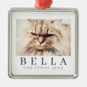 Eenvoudige moderne grafische aangepaste fotofeestd metalen ornament (Voorkant)