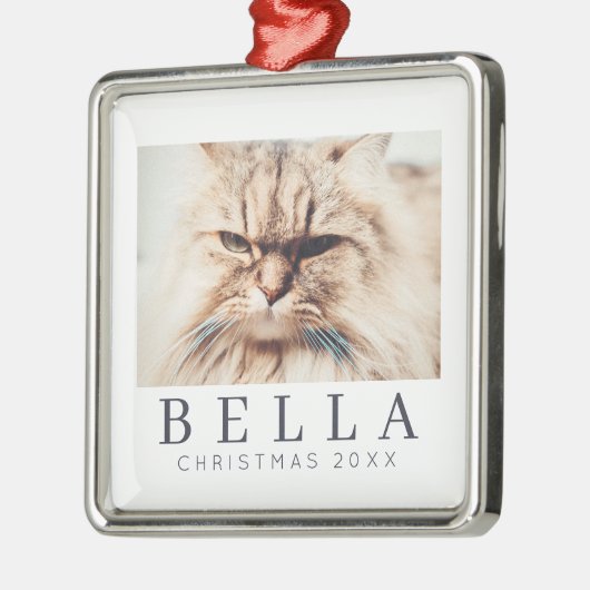 Eenvoudige moderne grafische aangepaste fotofeestd metalen ornament (Links)