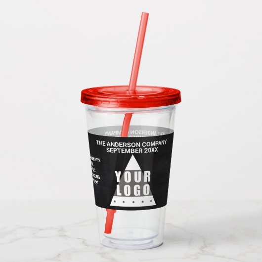 Eenvoudige moderne grafische logo chalkboard-promo acryl drinkbeker (Achterkant)