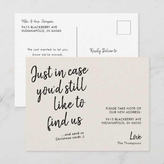 Eenvoudige moderne, grappige aankondiging van de b briefkaart (Voorkant / Achterkant)