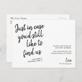 Eenvoudige moderne grappige bewegende aankondiging briefkaart (Voorkant / Achterkant)