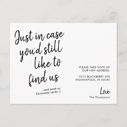 Eenvoudige moderne grappige bewegende aankondiging briefkaart (Voorkant)