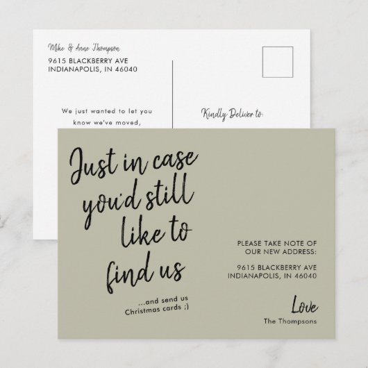 Eenvoudige moderne grappige groene aankondiging briefkaart (Voorkant / Achterkant)