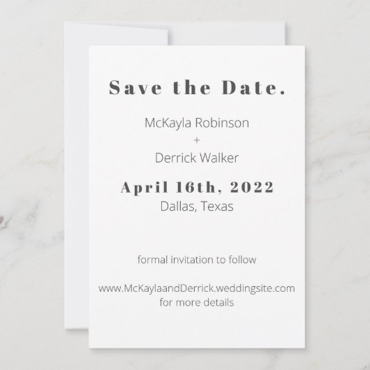 Eenvoudige, moderne gratis Drinken opslaan op datu Kaart (Achterkant)