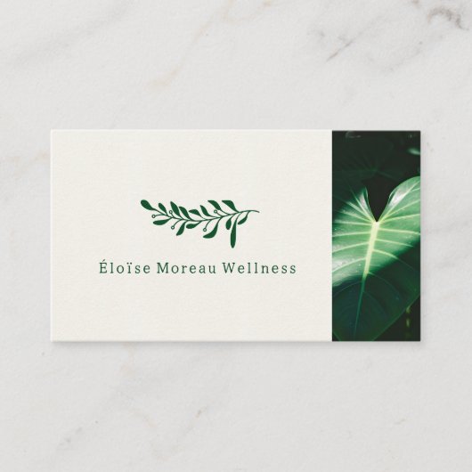 Eenvoudige moderne Green Leaf Botanische Spa Welln Visitekaartje (Voorkant)