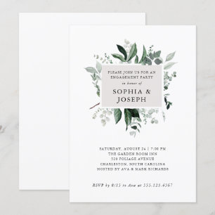Eenvoudige moderne Greenery Engagement Party Kaart