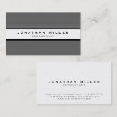 Eenvoudige moderne grijs | Zwarte en witte streep Visitekaartje (Voorkant / Achterkant)