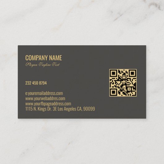 Eenvoudige Moderne Grijze Achtergrond Gouden Typog Visitekaartje (Achterkant)