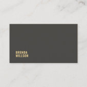 Eenvoudige Moderne Grijze Achtergrond Gouden Typog Visitekaartje (Voorkant)