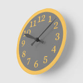 Eenvoudige moderne grijze en gele decorkeuken ronde klok (Hoek)