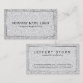 Eenvoudige, moderne, grijze glitter en spaarkjes visitekaartje (Voorkant / Achterkant)