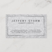 Eenvoudige, moderne, grijze glitter en spaarkjes visitekaartje (Achterkant)