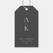 Eenvoudige Moderne Grijze Houtskool Monogram Bruil Cadeaulabel (Voorkant)