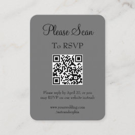 Eenvoudige Moderne Grijze Huwelijksaftasten QR Cod Informatiekaartje
