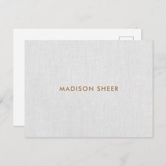 Eenvoudige moderne grijze Linen, minimalistische P Briefkaart (Voorkant / Achterkant)