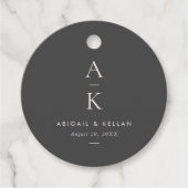 Eenvoudige Moderne Grijze Monogram Mix Match Bruil Bedankjes Labels (Voorkant)