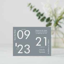 Eenvoudige moderne grijze typografie Save the Date Aankondigingskaart