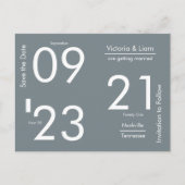 Eenvoudige moderne grijze typografie Save the Date Aankondigingskaart (Voorkant)