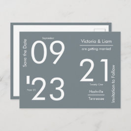 Eenvoudige Moderne Grijze Typografie Save the Date Aankondigingskaart