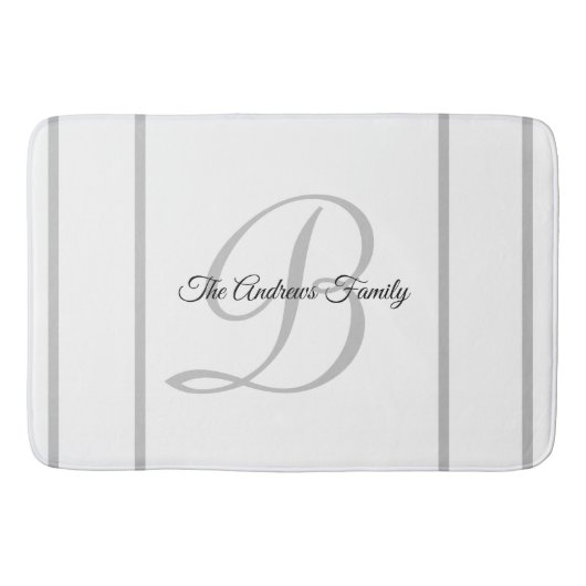 Eenvoudige moderne grijze witte monogram Familiena Badmat (Voorkant)