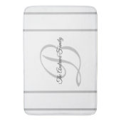 Eenvoudige moderne grijze witte monogram Familiena Badmat (Voorkant Verticaal)