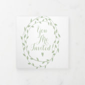Eenvoudige Moderne Groene Asbruiloft Tri-Fold Invi Drieluik Uitnodiging (Cover)