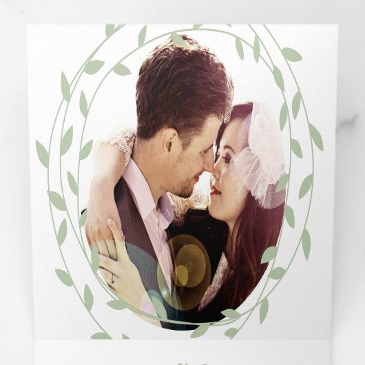 Eenvoudige Moderne Groene Asbruiloft Tri-Fold Invi Drieluik Uitnodiging (Binnenzijde eerst)