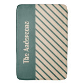 Eenvoudige Moderne Groene Beige Kruisstrepen Badmat (Voorkant Verticaal)