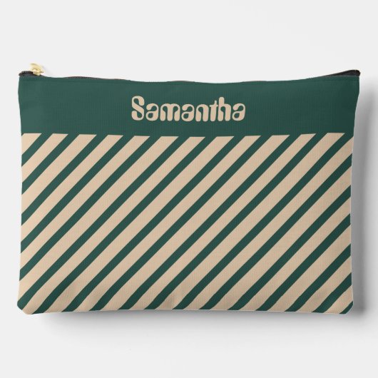 Eenvoudige Moderne Groene Beige Kruisstrepen Etui (Voorkant)