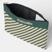 Eenvoudige Moderne Groene Beige Kruisstrepen Etui (Open)