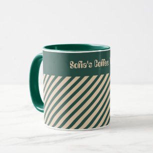 Eenvoudige Moderne Groene Beige Kruisstrepen Mok