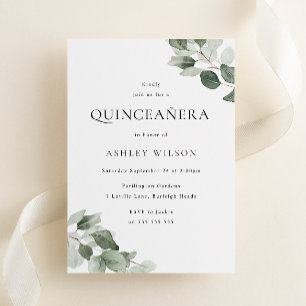 Eenvoudige moderne groene blad Quinceanera 15e ver Kaart