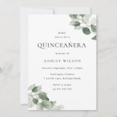 Eenvoudige moderne groene blad Quinceanera 15e ver Kaart (Voorkant)