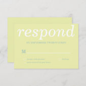 Eenvoudige moderne groene bruiloft RSVP kaartje (Voorkant / Achterkant)