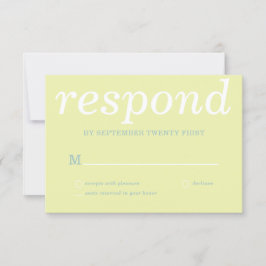 Eenvoudige moderne groene bruiloft RSVP kaartje