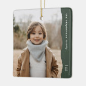 Eenvoudige moderne groene één foto trendy vakantie keramisch ornament (Links)