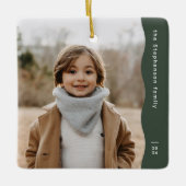 Eenvoudige moderne groene één foto trendy vakantie keramisch ornament (Voorkant)