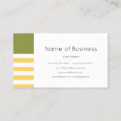 Eenvoudige moderne groene en gele brede strepen visitekaartje (Achterkant)
