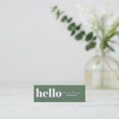 Eenvoudige, moderne, groene en witte achtergrond mini visitekaartje (Staand voorkant)