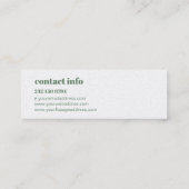 Eenvoudige, moderne, groene en witte achtergrond mini visitekaartje (Achterkant)