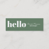 Eenvoudige, moderne, groene en witte achtergrond mini visitekaartje (Voorkant)