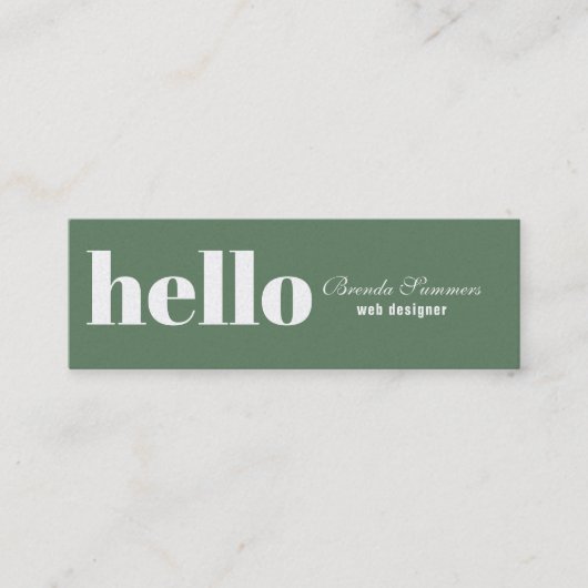 Eenvoudige, moderne, groene en witte achtergrond mini visitekaartje (Voorkant)