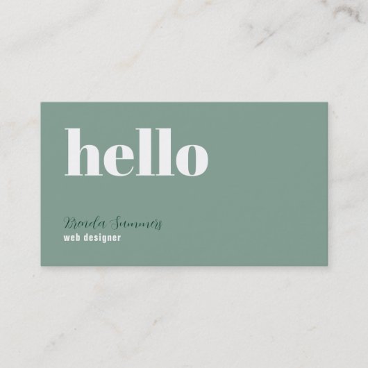 Eenvoudige, moderne, groene en witte achtergrond visitekaartje (Voorkant)