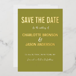 Eenvoudige, moderne, groene kalk bespaart de datum folie uitnodiging